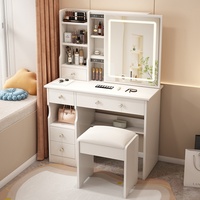 Meuble de toilette moderne à miroir LED grand format, réglable, éclairé, bon marché, en MDF, pour chambre à coucher, vente en gros