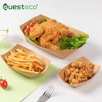 Personnalisé vente en gros 2 LB jetable kraft street snack food frites hotdog viande bâton kraft papier à emporter boîte rapide bateau plateau