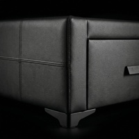 Lit double moderne en cuir véritable avec sommier tapissier en bois, garantie 10 ans, vente en gros