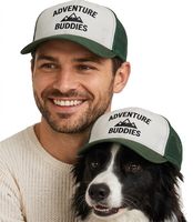Casquettes personnalisées de haute qualité avec empreinte de patte pour chien et ensemble assorti parent-enfant : casquettes trucker 5 panneaux en sergé et maille