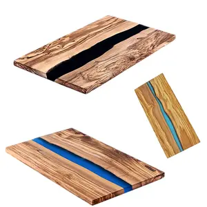 Hot selling new design high quality olive wood splicing resin cutting board Charcuterie olive serving wood Cheese board