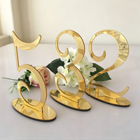 Support de numéro de table en acrylique doré miroir, numéros 3D pour centre de table de mariage, banquet, décoration d'événements