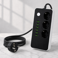 Multiprise intelligente USB standard européenne russe 10A avec 6 ports USB-A pour usage domestique et professionnel, avec plusieurs prises