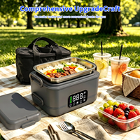 Kotak Makan Pemanas Portabel 27000mAH 1.5L, Penghangat Makanan Tanpa Kabel, Baja Anti Karat, Kontrol Digital, Fungsi Timer untuk Rumah Tangga