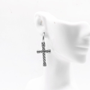 Pendientes colgantes cruzados y únicos de acero de titanio con diseño geométrico para hombres y mujeres, joyería de moda - Product Image 4