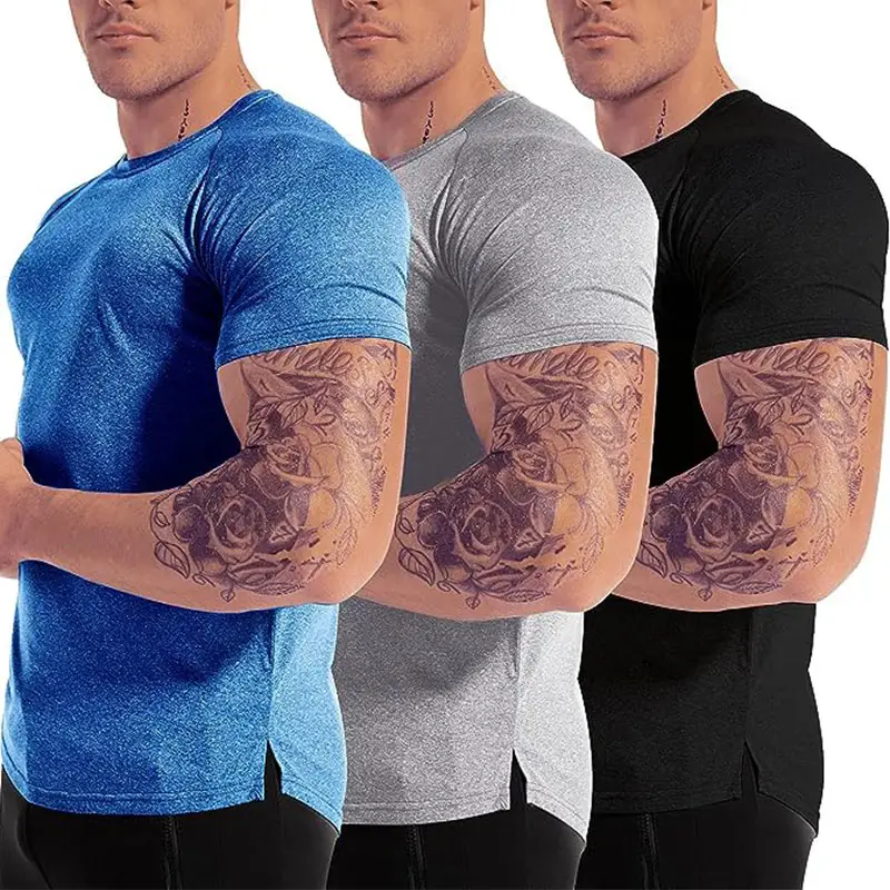Esporte em branco dos homens de impressão personalizada Running Tshirt Malha Atlética Preto Camisetas