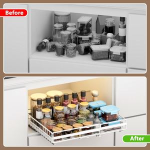 Ngăn kéo trượt rộng có thể mở rộng 3 thanh ray, kệ trượt, giá đỡ kéo ra, bộ tổ chức tủ có keo dán cho tủ có khung - Product Image 5