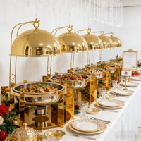Service de Buffet de Luxe pour Traiteur : Plats de Présentation Dorés, Chauffe-Plats pour Mariages, Fêtes, Banquets Arabes, Hôtels