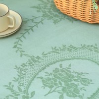 Nappe ronde en dentelle florale, style campagnard français vert vintage, couverture de table à manger, décoration romantique et élégante pour la maison et les mariages
