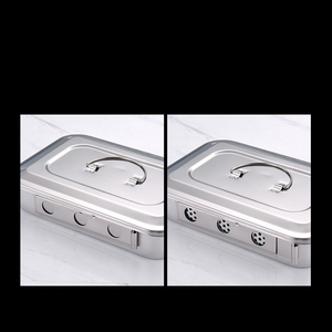 صينية أدوات جراحية من الفولاذ المقاوم للصدأ من KSMED مع غطاء، صندوق تعقيم مع فتحات - Product Image 3