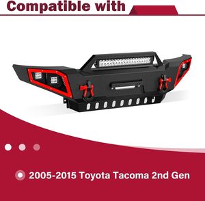 Nhà Máy Giá phía trướ<span class=keywords><strong>c</strong></span> Pickup Truck Bumper Fit 2005-2015 TOYOTA tacoma 2nd Gen đượ<span class=keywords><strong>c</strong></span> trang bị với skid tấm, 4x18 Wát đèn LED - Product Image 6