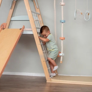 Kinder-Spielzeug-Schaukelsets Holz-Indoor-Spielplatz Kletterwand Bett Kleinkind-Aktivitätszentrum mit Latten zum Einkaufen - Product Image 2