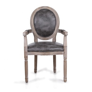 Meubles De Salon Confortable Accent Pieds <span class=keywords><strong>En</strong></span> Bois De Caoutchouc Gris Feuille Tissu <span class=keywords><strong>En</strong></span> <span class=keywords><strong>Cuir</strong></span> Salle À Manger Bras <span class=keywords><strong>Chaise</strong></span> - Product Image 2