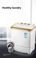 Lave-linge semi-automatique portable mini pour la maison, à double cuve en plastique, avec fonction séchage