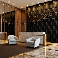 Grande dalle acrylique 3D effet diamant moderne, écologique et durable, épaisseur 25-30 mm, texture murale pour la décoration des halls d'hôtel, des chambres et des bureaux