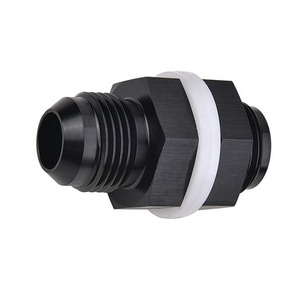 Raccord de traversée pour cellule à combustible en aluminium anodisé noir 6061‑T6 AN6 AN8 AN10 AN12 avec écrou et rondelles d'étanchéité en téflon - Product Image 1