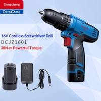 Perceuse électrique sans fil Dongcheng DCJZ1601 avec moteur à balais, batterie lithium rechargeable, outil nu, visseuse électrique à rotation inversée