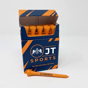 Tees de golf personnalisés en bambou avec impression sur l'axe orange, tailles 42mm, 54mm, 70mm, 83mm – Vente en gros de tees de golf personnalisés pour les pro-shops - Product Image 1