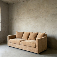 Canapé sectionnel moderne en tissu beige 3 places avec coussins moelleux pour salon, hôtel et villa