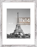 Cadre photo rectangulaire Bluesai Classic Rustic en bois blanc 11x14, impression numérique 1 couleur, écologique, à suspendre au mur, passe-partout 8x10