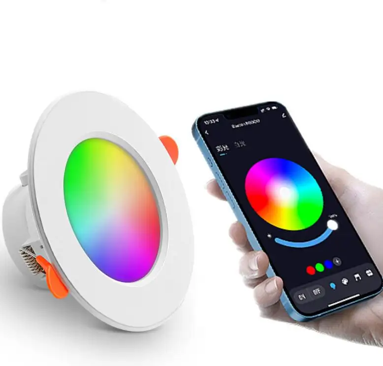 WiFi akıllı LED Downlight karartma yuvarlak Spot ışık 7W RGB renk değiştirme 2700K-6500K sıcak serin ışık Alexa Google ev ile çalışmak