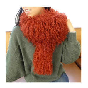 도매 긴 머리 티베트/몽골 양고기 모피 스카프 패션 진짜 모피 숄 스카프 천연 곱슬 양 모피 스카프 - Product Image 5