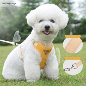 Arnés de perro de lana de peluche con logotipo personalizado de lujo, correa de cuello de Mascota de poliéster suave de alta calidad, arnés de chaleco de perro de diseñador pequeño - Product Image 4