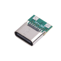 Connecteur USB Type C femelle 2 broches pour PCB avec LED verte, port USB C à charge rapide PD pour câble de charge DIY et réparation d'appareils