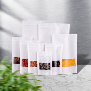 Sachet Doypack Personnalisé en Papier Kraft Blanc avec Fenêtre, Sac d'Emballage Alimentaire Refermable pour Noix, Bonbons, Fruits Secs, Snacks - Product Image 2