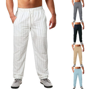 <span class=keywords><strong>Pantaloni</strong></span> estivi di <span class=keywords><strong>lino</strong></span> a <span class=keywords><strong>righe</strong></span> Casual con coulisse in vita elastica <span class=keywords><strong>pantaloni</strong></span> di <span class=keywords><strong>lino</strong></span> di cotone da spiaggia - Product Image 1