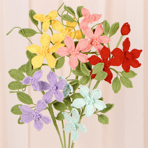 Bouquet de Magnolias Artificiels à Six Pétales, Micro-Crochets Faits Main, Fleurs Séchées Exquises, Tricoté et Tissé, Décoration de Mariage et d'Intérieur - Product Image 6