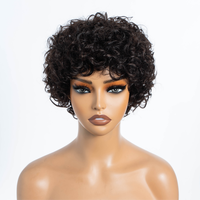 Perruque courte brésilienne bouclée en cheveux Remy, fabriquée à la machine, couleur photo, 100% cheveux vierges, densité 150%, coupée, pour femmes noires, pour WH