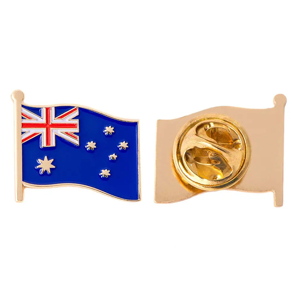 Оптовая продажа, металлический мягкий эмалированный значок с австралийским флагом, дешевый индивидуальный значок на лацкан, для дня Австралии