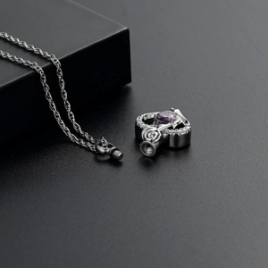Collar de urna de corazón infinito de flor rosa para cenizas para mujer recuerdo de cenizas conmemorativas urna de corazón de piedra de nacimiento medallón joyería de cenizas - Product Image 3