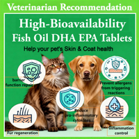 Comprimés d'huile de poisson AINA pour chiens et chats (OMEGA-3 DHA EPA ALA) 0,5g Sans céréales Soutien immunitaire Absorption rapide Santé cardiaque et cutanée