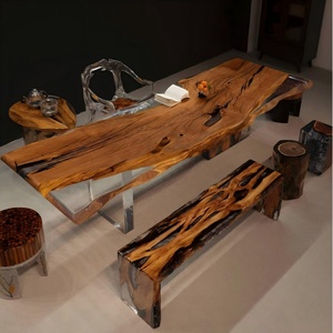 Mesa <span class=keywords><strong>de</strong></span> Comedor Personalizada <span class=keywords><strong>de</strong></span> Alta Gama, Fabricada con Madera Maciza <span class=keywords><strong>de</strong></span> <span class=keywords><strong>Olivo</strong></span> y Resina Epoxi Transparente Saturada, Estilo Cristal <span class=keywords><strong>de</strong></span> Hielo, Precio <span class=keywords><strong>de</strong></span> Fábrica - Product Image 6
