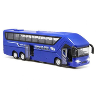 Autobús de Dos Pisos de Aleación a Escala 1:50 con Luces y Música, Modelo para Niños, Vehículo de Autobús con Motor de Retroceso, Juguete Educativo de Coche de Viaje de Larga Distancia