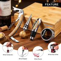 Meilleure Vente : Ensemble de 4 Outils de Bar en Bambou, Accessoires pour le Vin, avec Verseur à Vin et Coffret Cadeau en Bois de Bambou