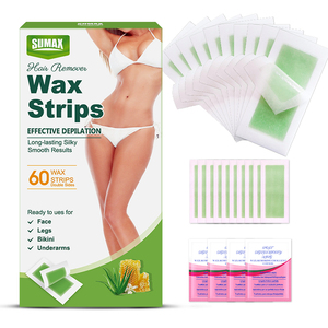 Sumax 60 Count Body Bikini Cold Wax <span class=keywords><strong>strisce</strong></span> di depilazione includono 40 9*18 cm <span class=keywords><strong>strisce</strong></span> per il corpo e 20 piccole <span class=keywords><strong>strisce</strong></span> per il viso - Product Image 2