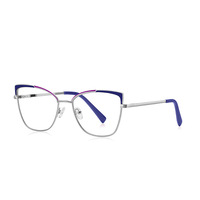 Lunettes de vue anti-lumière bleue œil de chat de créateur en gros, montures métalliques de luxe, lunettes de myopie pour femmes