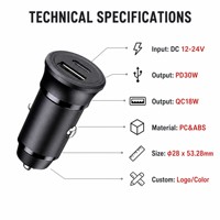 DAMAVO 12-24V Adaptor Pengisi Daya Mobil PDC18W 30WQC18W Pemantik Rokok USB Tipe A/C Tampilan Layar Voltmeter