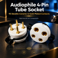 Douille de tube plaquée or à 4 broches, céramique de stéatite de haute précision 95, base de valve imitation téflon pour réparation d'amplificateurs audiophiles vintage