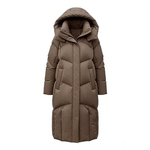 Veste matelassée pour femme sur mesure OEM, <span class=keywords><strong>mi</strong></span>-longue, à capuche en fourrure, <span class=keywords><strong>manteau</strong></span> d'hiver chaud en coton, parka pour femme, fabricant - Product Image 5