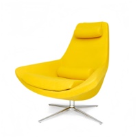 Fauteuil simple nordique Biaoguan, moderne, en tissu, avec pieds en métal, fauteuil inclinable de détente, accoudoirs bas et souples, structure en bois massif, pour salon