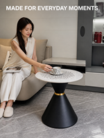 Table d'appoint moderne en dalle de roche ronde avec base en fer noir en forme de sablier, fabrication directe usine OEM/ODM, pour salon, hôtel, salle de séjour, chambre à coucher