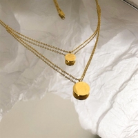 Chaîne de pull japonaise et coréenne, collier court double couche automne/hiver avec pendentif rond, accessoire pour femme