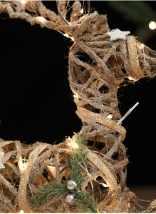 Décoration de Noël en fer doré champagne, bonhomme de neige, renne, avec lumière LED, corde en chanvre scintillante, ornement de table pour les fêtes - Product Image 6