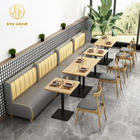 Bancs de stand de restauration rapide, canapé carré, mobilier de café en bois, mobilier commercial de restaurant, ensemble table et chaise, ensemble de sièges de stand