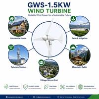 Générateur éolien 1500W GWS-1500W 48V DC, rotor 2,9m, triphasé PMSG, démarrage à 2m/s pour tour de télécommunication, station de base, IP54