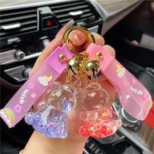 Creative Oil Nightlight Bubble Bead Unicorn Quicksand Bottle Keychain Cartoon Floating Liquid <b>Key</b> <b>Chain</b> - Product Image 1